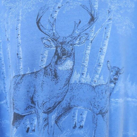 Vintage Deer T Shirt Mens Size XL Blue 90s All Over Print Nature Tee Made In USA - Picture 2 of 7
